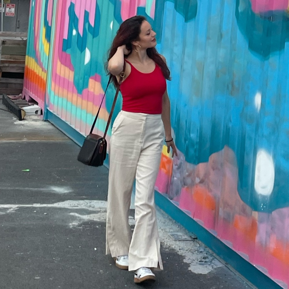 H&M Wide-Cut Side-Slit Pants